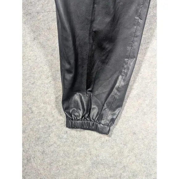 BLANKNYC Vegan Leather NWT Elastic Waist Leg Jogger Slash Pockets Black Pants-29 - Picture 4 of 7